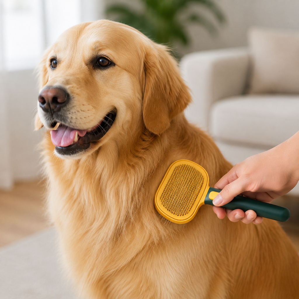 LumaLint Self-Cleaning Slicker Brush for Dogs & Cats