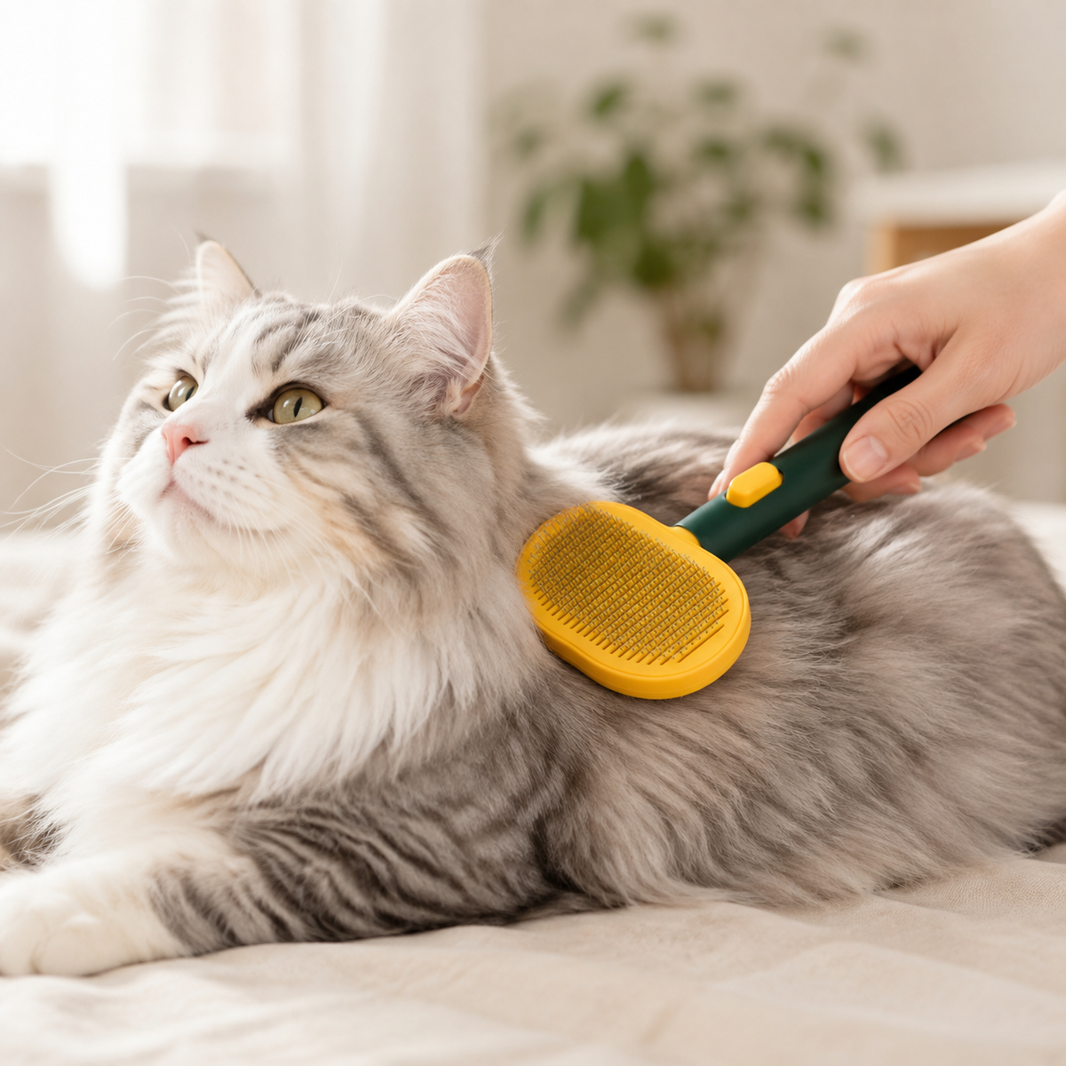 LumaLint Self-Cleaning Slicker Brush for Dogs & Cats